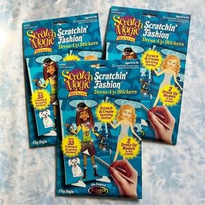 NEW lot of 3 Scratch Magic Scratchin' Fashion Dress-Up Stickers craft kit